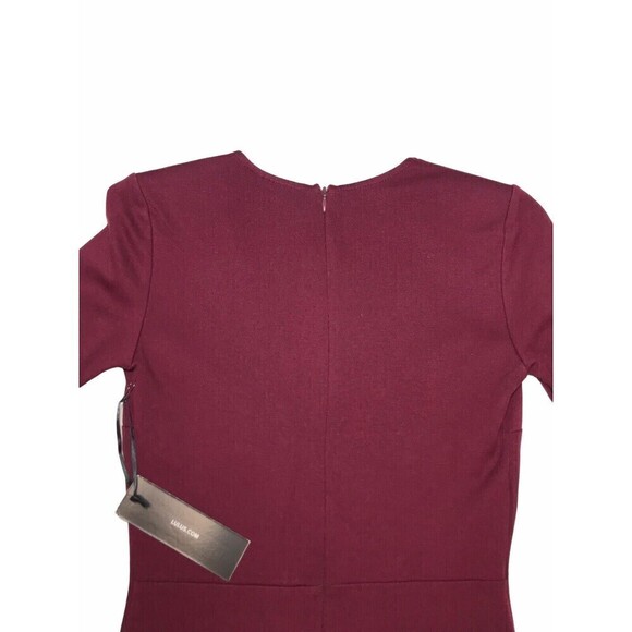 Lulus Bodycon Dress Mini Short Size XS Burgundy Long Sleeve Knit Deep V-Neck - Picture 9 of 16
